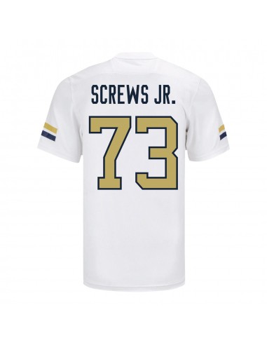 Georgia Tech Adidas Football Student Athlete 73 Patrick Screws Jr. White Football Jersey brillant des détails fins