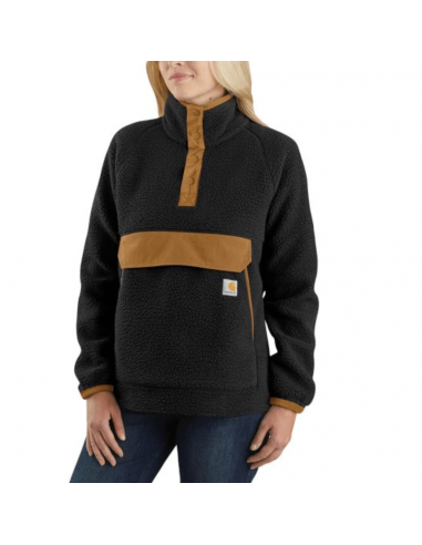 Women’s Quarter Snap Fleece Pullover - Black en stock