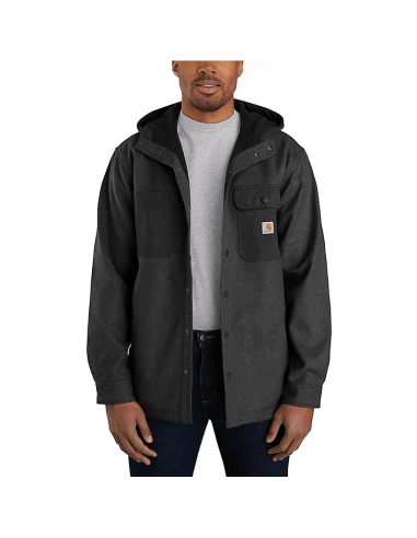 Rain Defender® Heavyweight Hooded Shirt Jacket Black Heather Jusqu'à 80% De Réduction