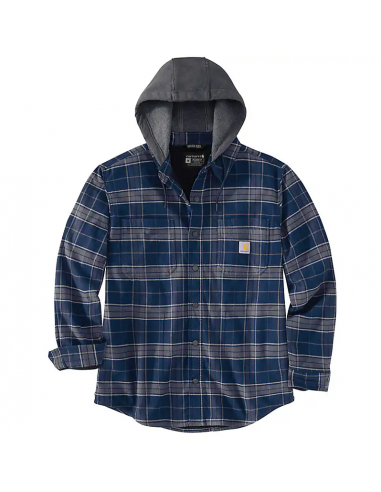 Rugged flex® relaxed fit flannel fleece lined hooded shirt jacket - Navy/Bluestone commande en ligne