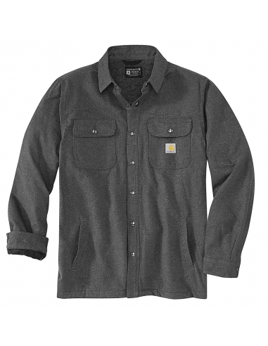 105939 - Relaxed fit flannel sherpa-lined shirt jacket - Carbon Heather vous aussi creer 