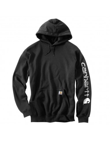 K288 Loose Fit Midweight Logo Sleeve Graphic Hoodie - Black Economisez 