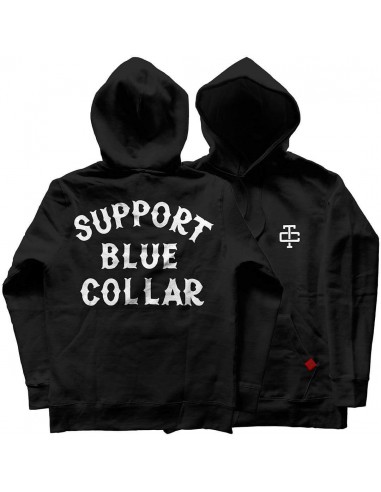 Support Blue Collar Hoodie: Black la colonne vertébrale