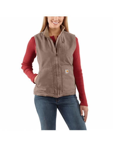 Women's Sherpa-Lined Mock Neck Vest - Taupe Gray des créatures d'habitude