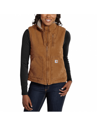 Women's Sherpa-Lined Mock Neck Vest - Carhartt Brown en ligne des produits 