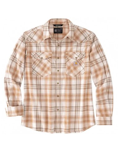 Montana Rugged Flex Relaxed Fit Lightweight Snap-Front Plaid Shirt, Hickory Nut outlet