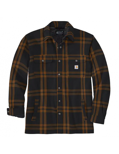 Relaxed Fit Flannel Sherpa-lined Shirt Jac, Black hantent personnes