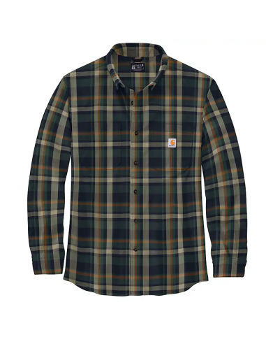 Rugged Flex Relaxed Fit Midweight Flannel Long-Sleeve Plaid Shirt - Navy l'achat 