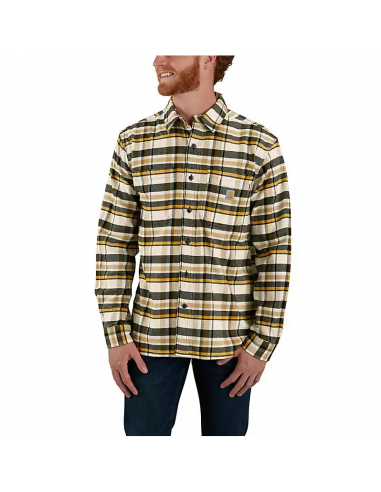 Rugged Flex Relaxed Fit Midweight Flannel Long-Sleeve Plaid Shirt - Malt Economisez 