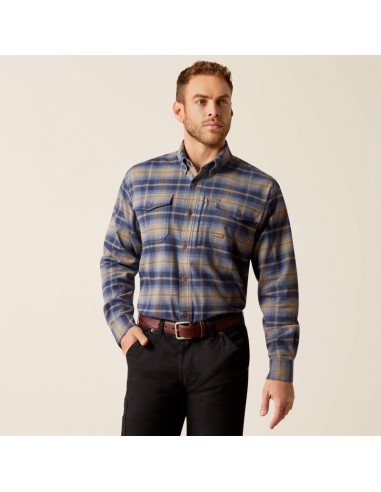 Rebar Flannel DuraStretch Work Shirt Long Sleeve - Navy/Khaki soldes