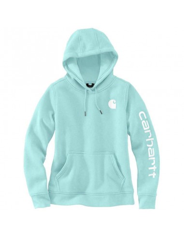 102791 - Women's relaxed fit midweight logo sleeve graphic hoodie - Pastel Turquoise basket pas cher