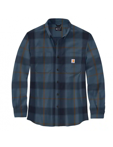 Rugged Flex Relaxed Fit Midweight Flannel Long-Sleeve Plaid Shirt - Thundercloud pas cher 