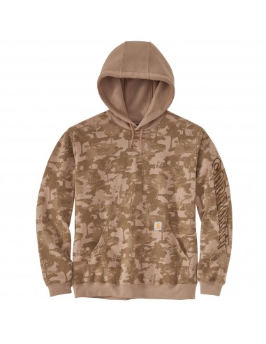 Loose Fit Midweight Hooded Camo Logo Graphic Sweatshirt - Flaxseed Tree Camo soldes