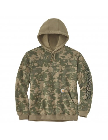 Loose Fit Midweight Hooded Camo Logo Graphic Sweatshirt - Burnt Olive Tree Camo Dans la société mordern