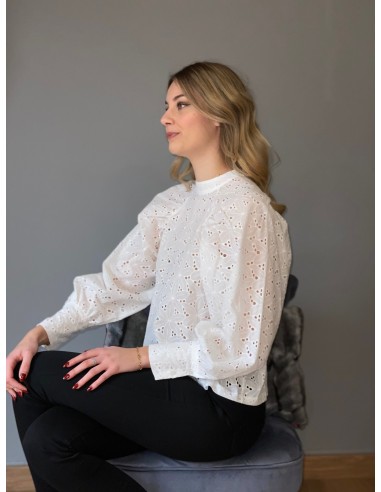 Blouse blanche ANGIE Broderie Anglaise paiement sécurisé